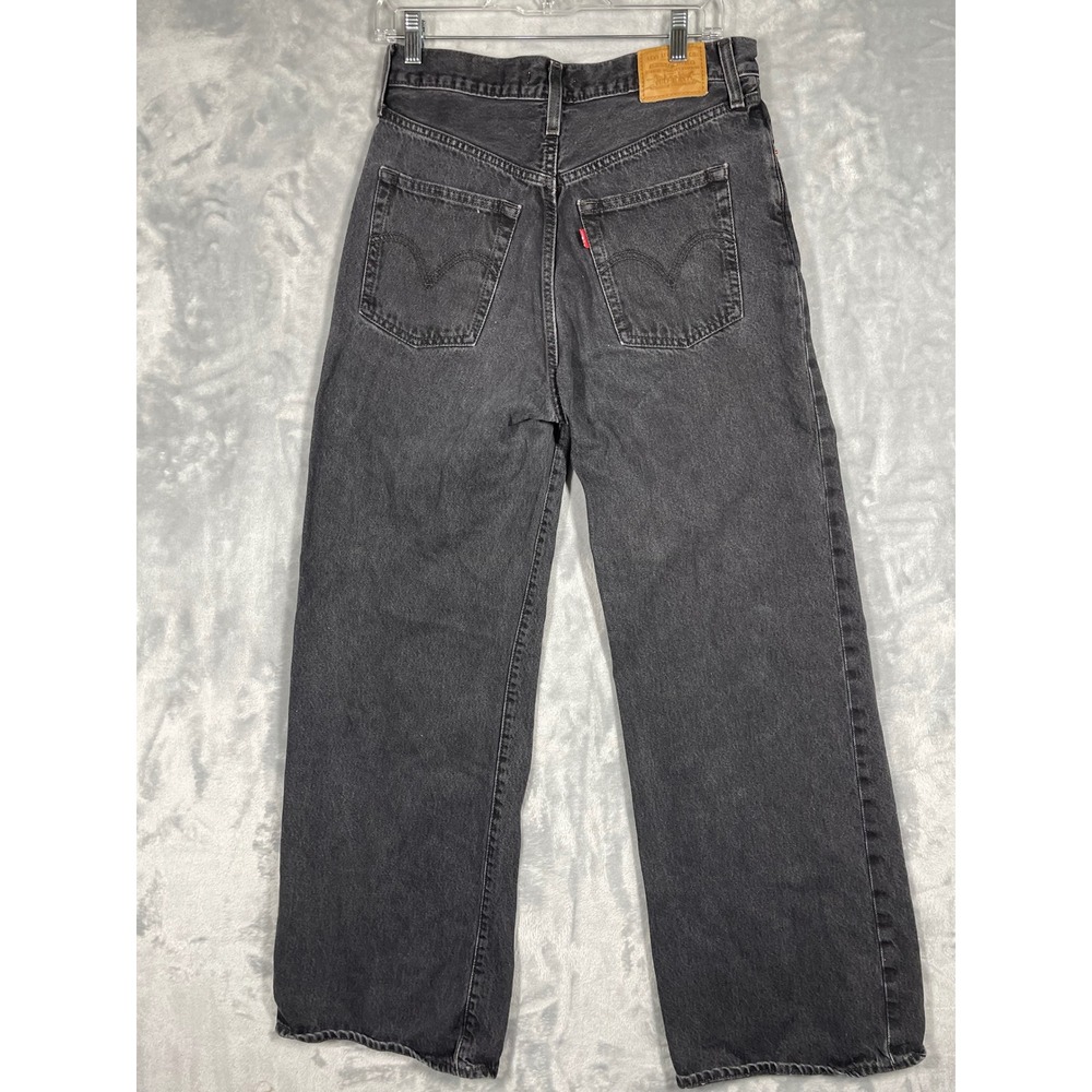 Levis Ribcage Wide Leg Jeans Washed Black High Rise Denim 29x32 A6081-0001 - Picture 2 of 11